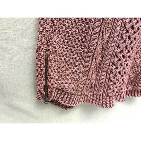 L.L.Bean Signature Cotton Fisherman Tunic Sweater L Rose Cable Knit - Picture 3 of 16